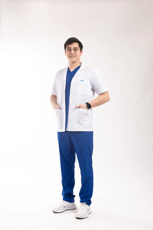 Erkek - Ceket Boy, Klasik Yaka, Kısa Kol Beyaz Önlük - OksijenUniform