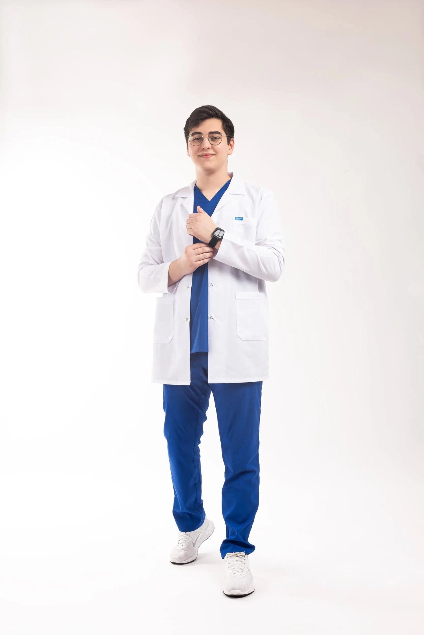 Erkek - Orta Boy, Klasik Yaka, Uzun Kol Beyaz Önlük - OksijenUniform