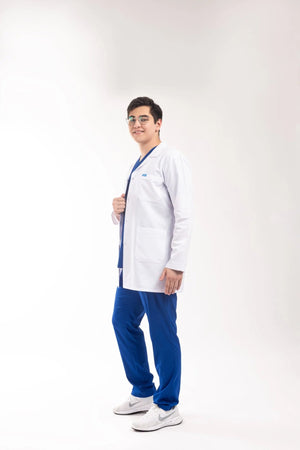 Erkek - Orta Boy, Klasik Yaka, Uzun Kol Beyaz Önlük - OksijenUniform