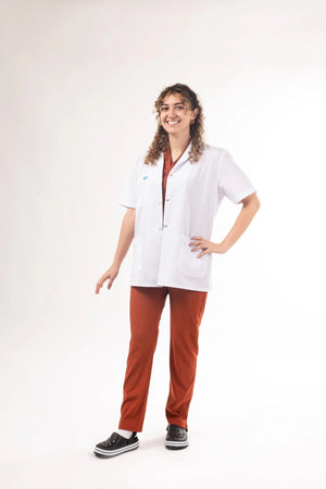 Kadın - Ceket Boy, Klasik Yaka, Kısa Kol Beyaz Önlük - OksijenUniform