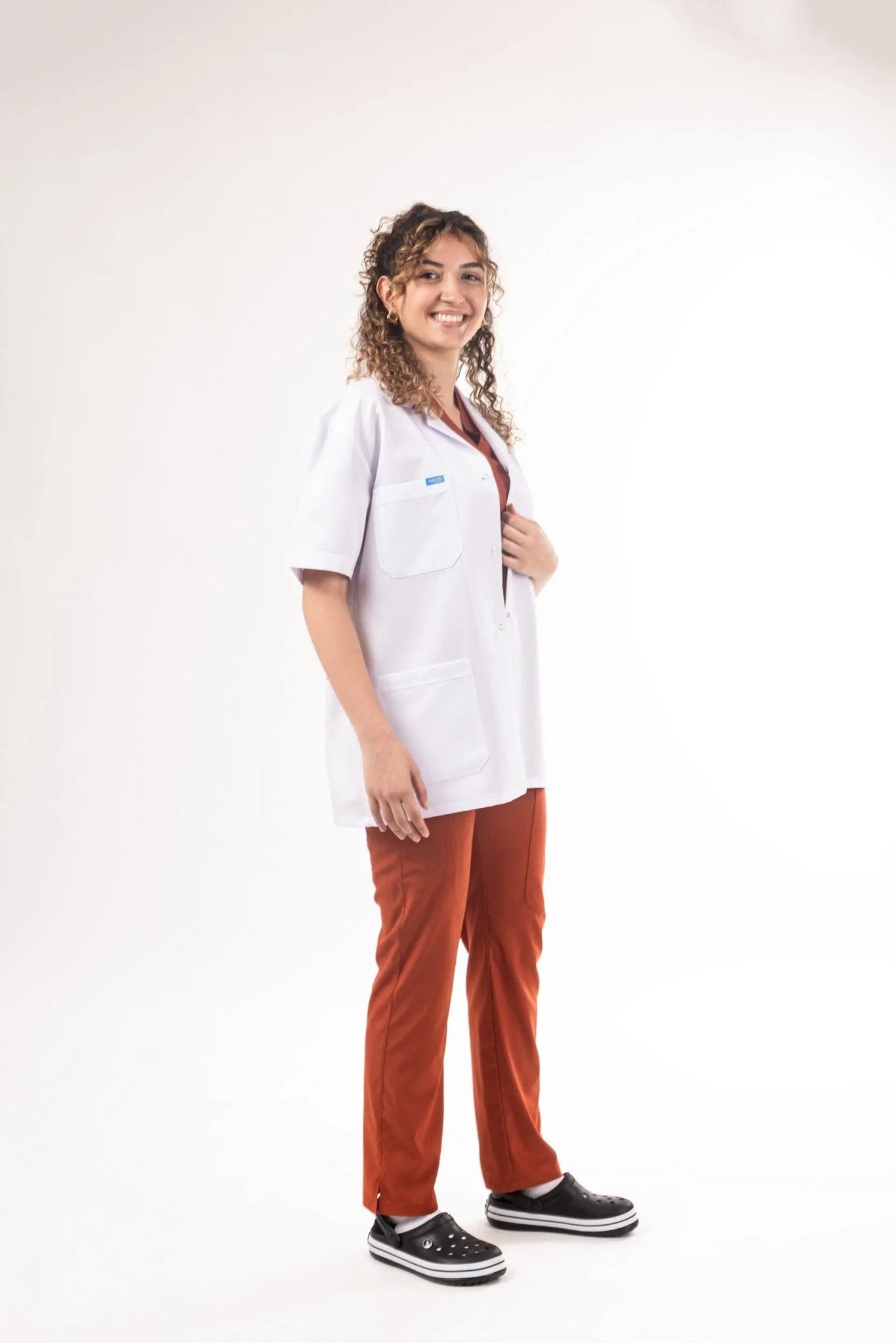 Kadın - Ceket Boy, Klasik Yaka, Kısa Kol Beyaz Önlük - OksijenUniform