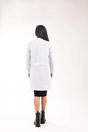 Kadın - Tunik Boy, Klasik Yaka, Uzun Kol Beyaz Önlük - OksijenUniform