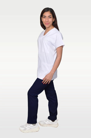 Klasik Premium - Üst Beyaz Alt Lacivert (Unisex Takım) - OksijenUniform