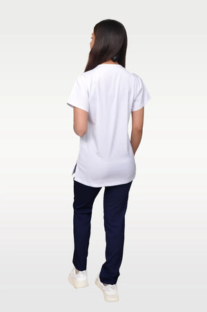 Klasik Premium - Üst Beyaz Alt Lacivert (Unisex Takım) - OksijenUniform