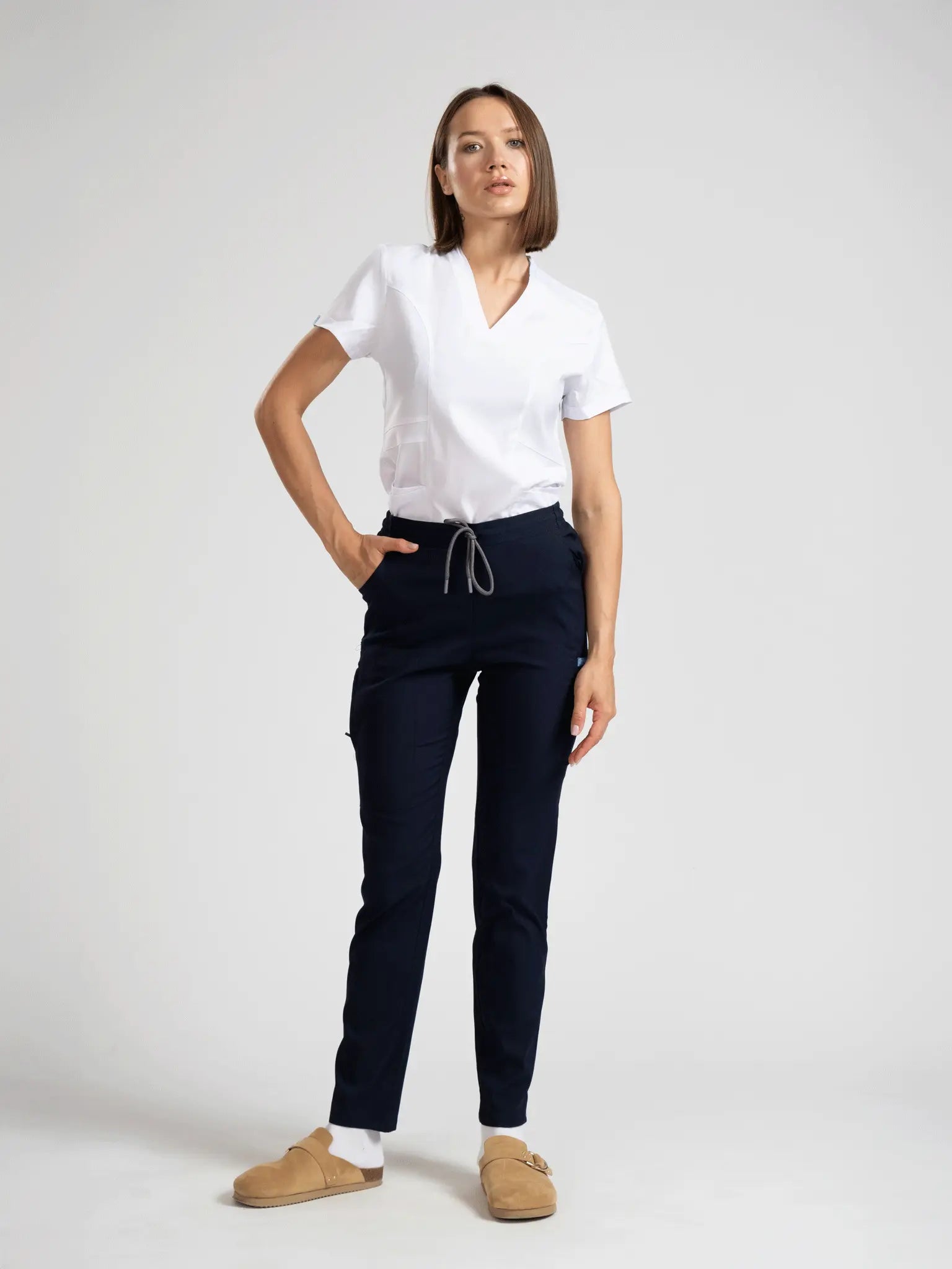 Citrine - Üst Beyaz Alt Lacivert (Takım) - OksijenUniform