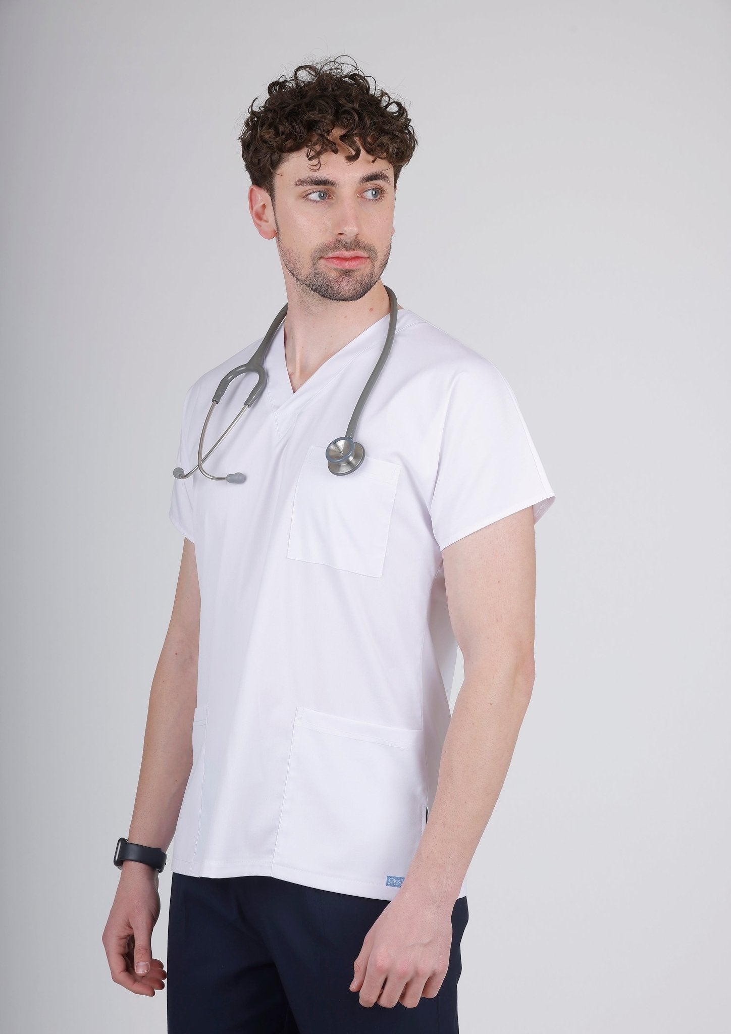 Klasik Premium - Üst Beyaz Alt Lacivert (Unisex Takım) - OksijenUniform