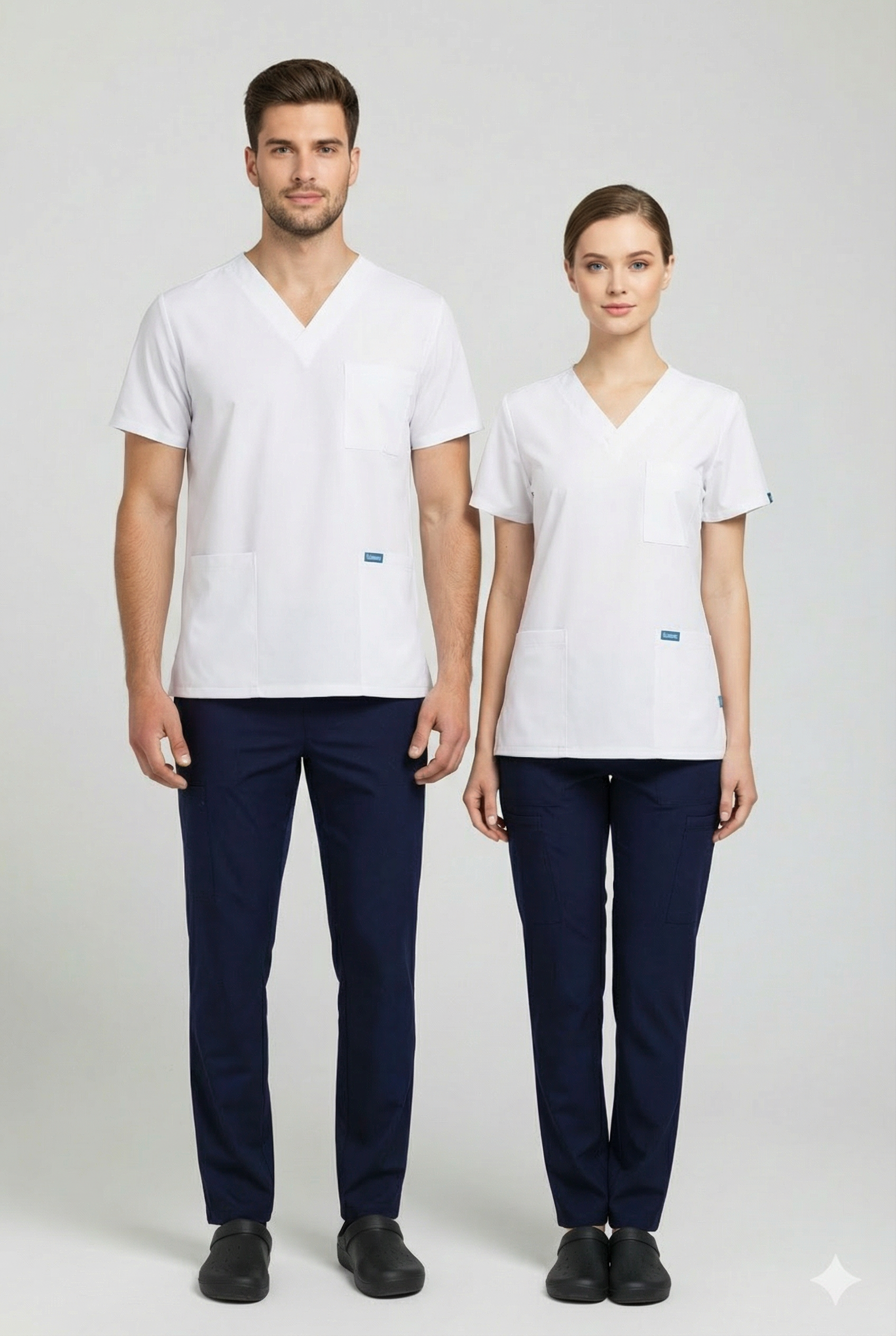 Klasik Premium - Üst Beyaz Alt Lacivert (Unisex Takım)