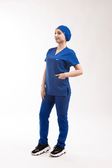 Saks Mavi Likralı Cerrahi Bone - OksijenUniform